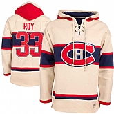 Montreal Canadiens #33 Patrick Roy Cream All Stitched Hooded Sweatshirt,baseball caps,new era cap wholesale,wholesale hats